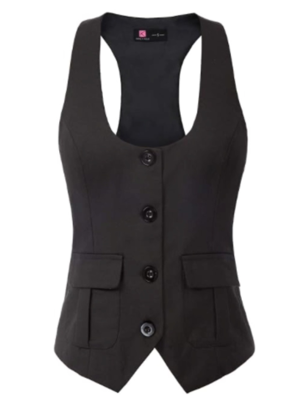 Kancy Kole Black Racerback Button Front Vest Women's Small